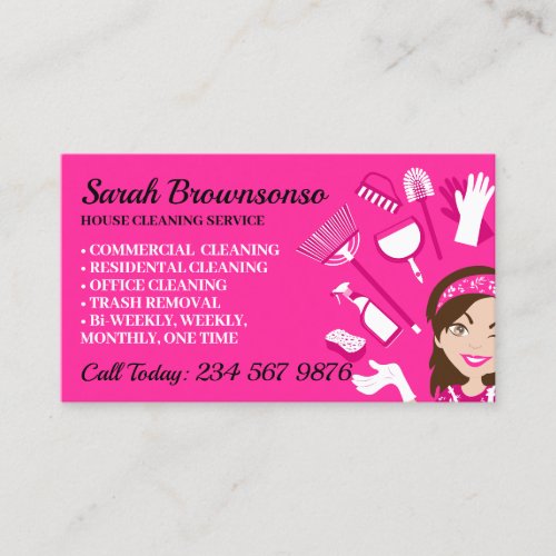 Janitorial cleaning repairing maintenance Lady Business Card