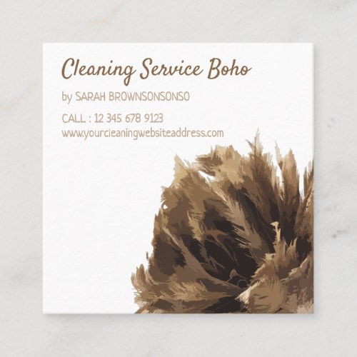 Janitorial Cleaning service maid hand broom Square Business Card