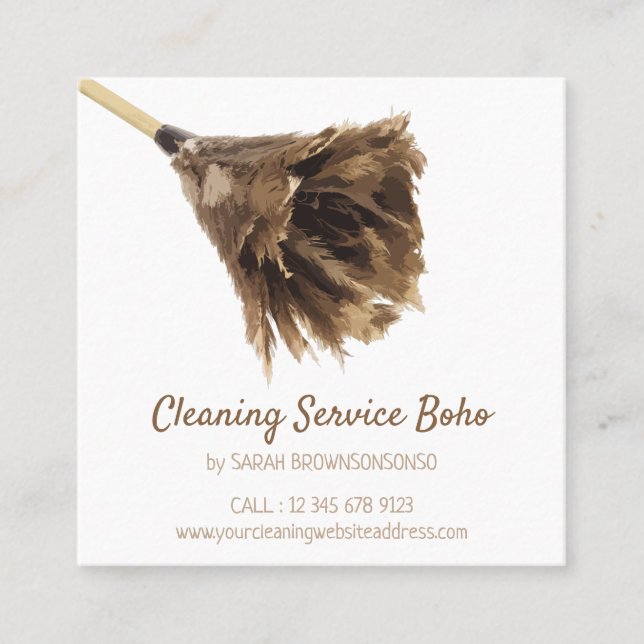 Janitorial Cleaning service maid simple Square Business Card (Front)