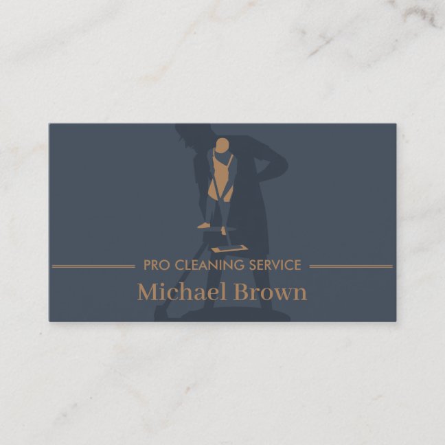 Janitorial Housekeeping Cleaning Pro Men Navy Business Card