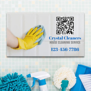 Janitorial Housekeeping Cleaning Services QR Code Business Card