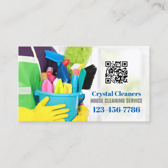 Janitorial Housekeeping Cleaning Services QR Code Business Card Zazzle