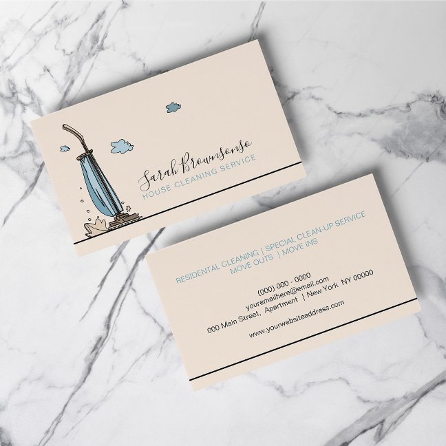 Janitorial Maid Blush House Cleaning Services Business Card