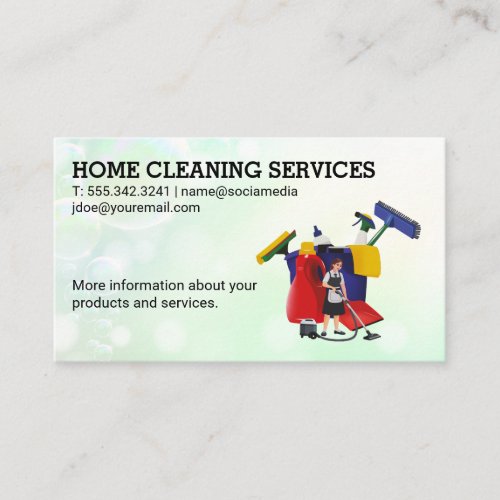 Janitorial Supplies | House Cleaning | Maid Business Card