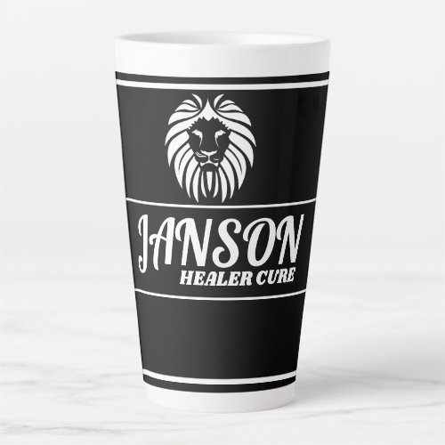 Janson Name Meaning Birthday Gift Lion Black White Latte Mug