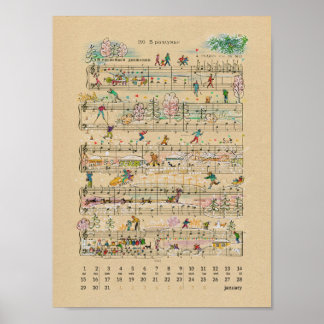 January Нарру Notes Calendar 2022 Poster