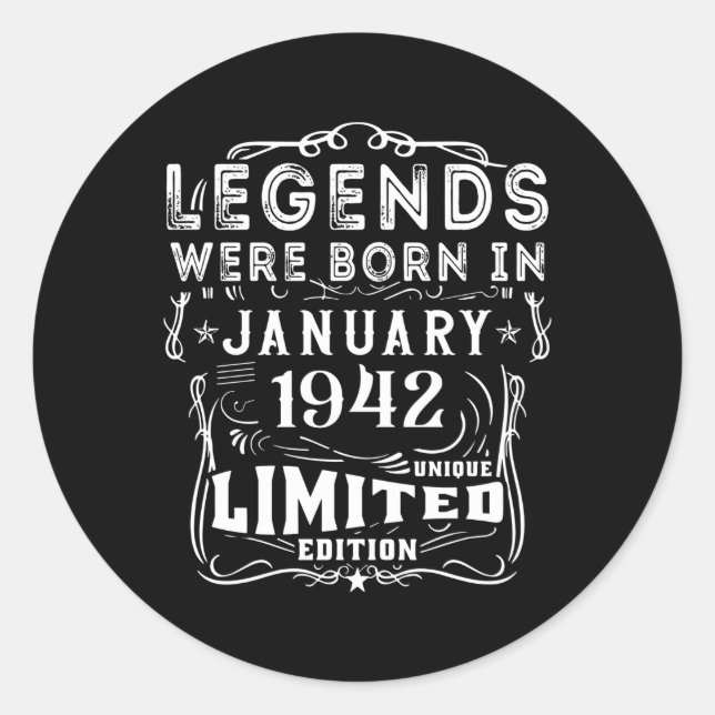 January 1942 Year Legends Classic Round Sticker (Front)