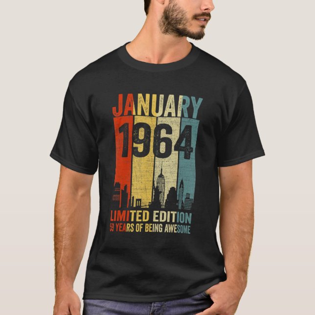 January 1964  59 Years Of Being Awesome T-Shirt (Front)
