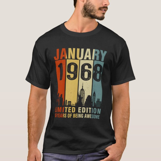 January 1968 55 Years Of Being Awesome T-Shirt (Front)