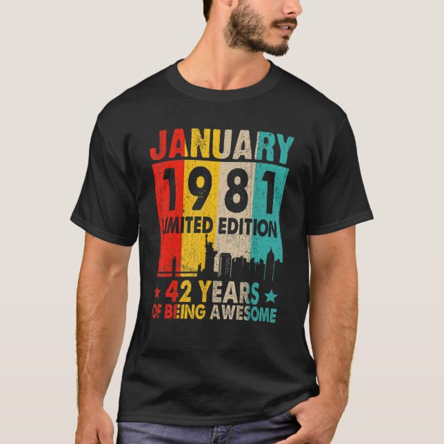 January 1981 Limited Edition 42 Years Of Being Awe T-Shirt (Front)