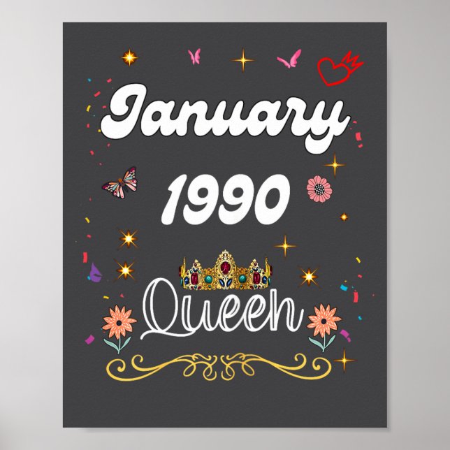 January 1990 Queen Since January 1990 Birthday Gir Poster (Front)
