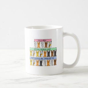 January 1st Birthday, Cute Cartoon Cats. Coffee Mug