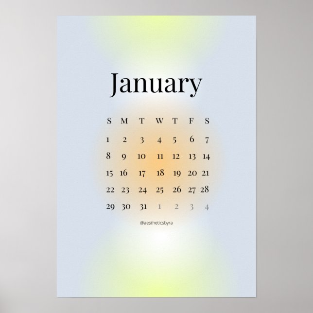 January 2023 Calendar Poster (Front)