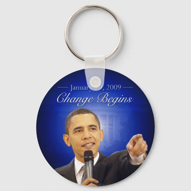 January 20: Change Begins (Obama Inauguration) Keychain (Front)