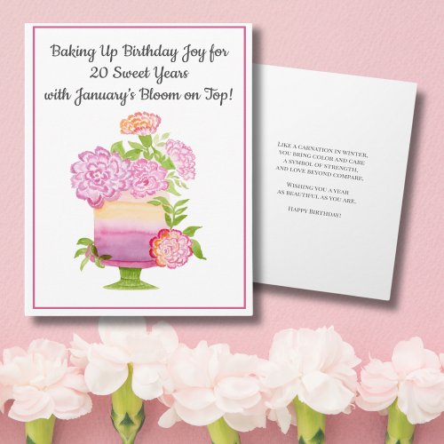 January 20th Birthday Cake Purple Carnations