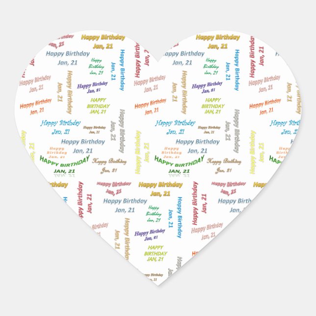 January, 21 Birthday Sticker (Front)