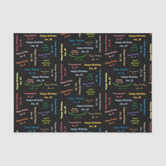 January, 26 Birthday Tissue Paper (Front)