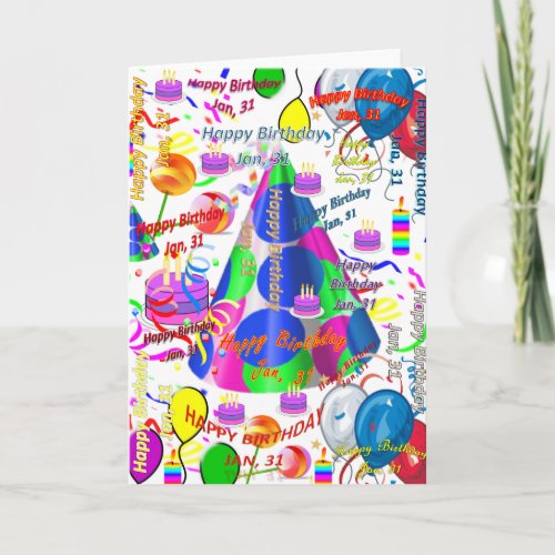 January 31 Birthday Greeting Card Folded