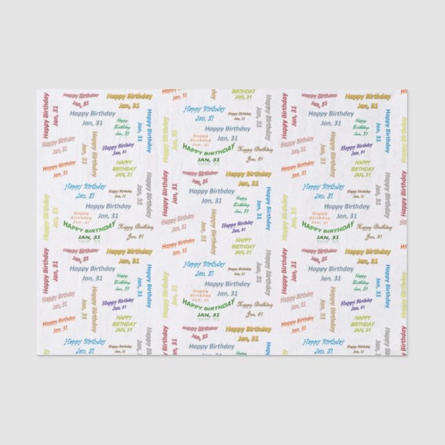 January, 31 Birthday Tissue Paper (Front)
