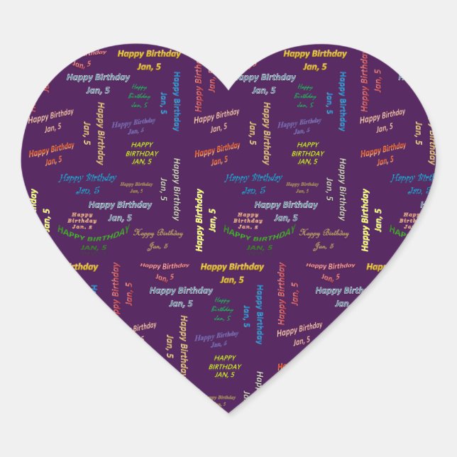 January, 5 Birthday Sticker (Front)