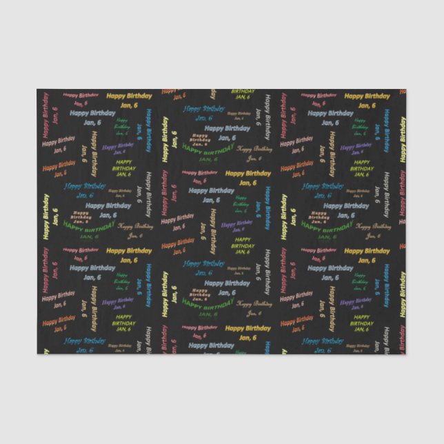 January, 6 Birthday Tissue Paper (Front)