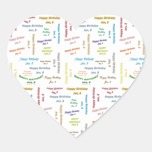 January, 8 Birthday Sticker (Front)