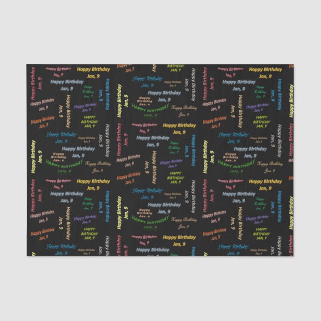January, 9 Birthday Tissue Paper (Front)