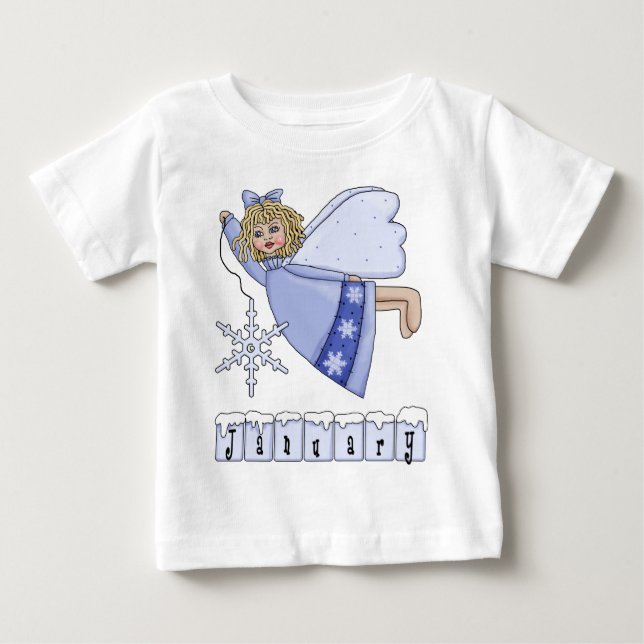 January Angel Winter Season Design Baby T-Shirt (Front)