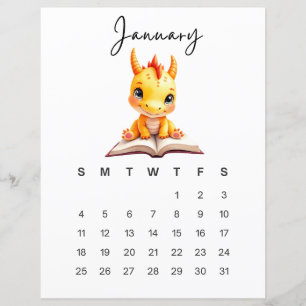 January Baby Dragon Art Print Whimsical Fantasy 