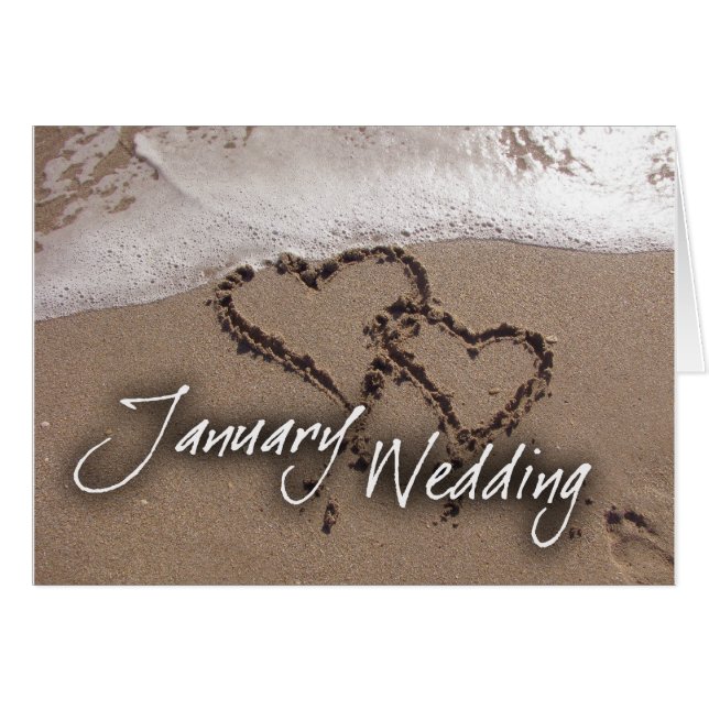 January Beach Destination Wedding Cards (Front Horizontal)