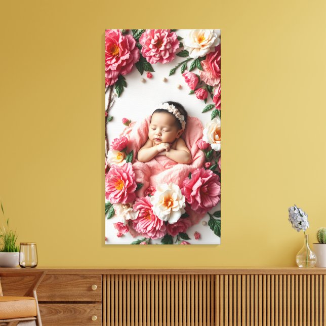 January Birth Flower Baby Girl Portrait Canvas Print (Insitu(LivingRoom))