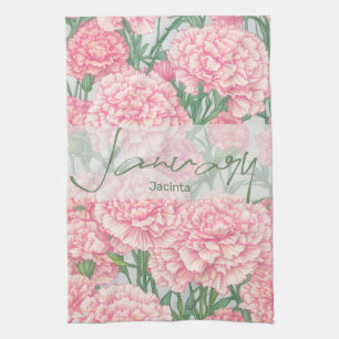 January Birth Flower Chrysanthemum Kitchen Towel