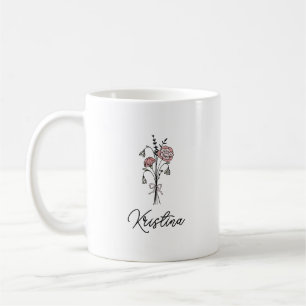 January Birth Flower & Elegant Script Name Coffee Mug