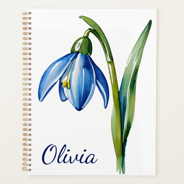 January birth flower gift Blue snowdrop flower Planner (Front)