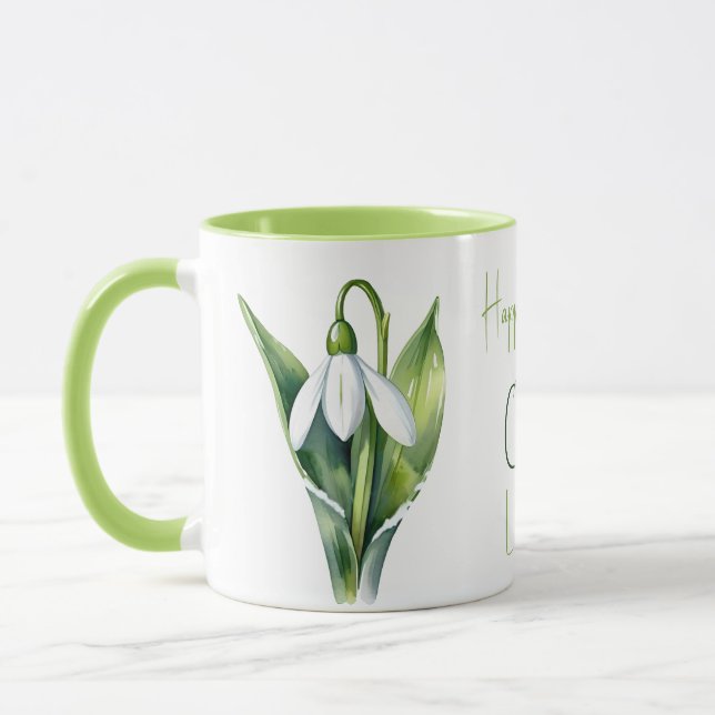 January birth flower gifts White snowdrop flower Mug (Left)