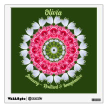 January Birth Flower Name Custom Removable Mandala