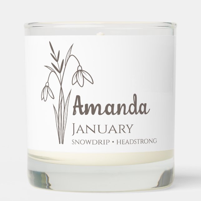 January Birth Flower Personalized Gift For Women Scented Candle (Front)