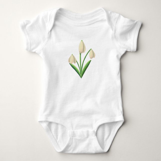 January Birth Flower Snow Drop by Heather Nafe Art Baby Bodysuit (Front)