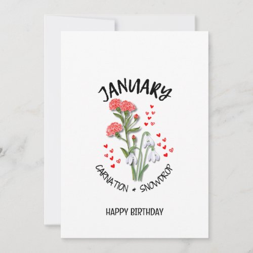 JANUARY Birth Month Flower Birthday Card