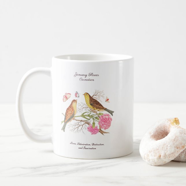 January Birth Month Flower  Birthday Gift      Coffee Mug (With Donut)