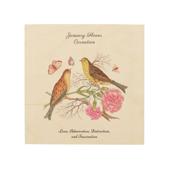 January Birth Month Flower  Birthday Gift      Wood Wall Art (Front)