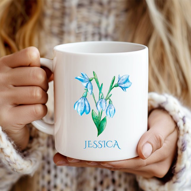 January Birth Month Flower Blue Snowdrop Coffee Mug (Creator Uploaded)