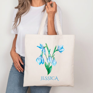 January Birth Month Flower Blue Snowdrop Tote Bag