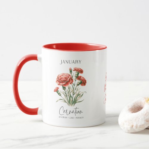 January Birth Month Flower Carnation Birthday Gift Mug