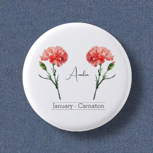 January Birth Month Flower Carnation Button (Creator Uploaded)