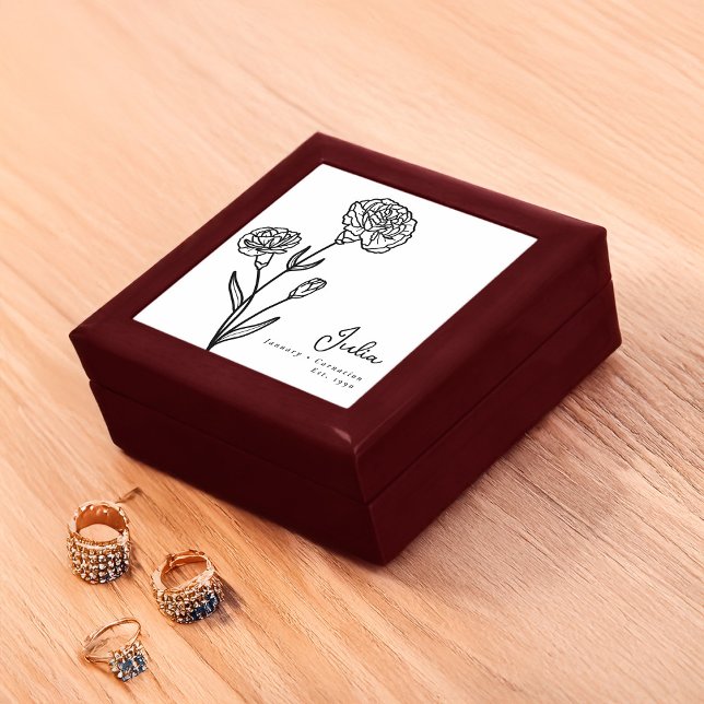 January Birth Month Flower Carnation Minimalist Gift Box (Creator Uploaded)