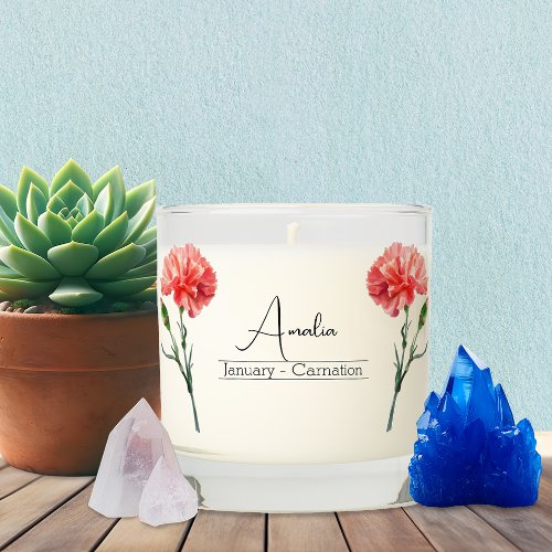 January Birth Month Flower Carnation Scented Candle
