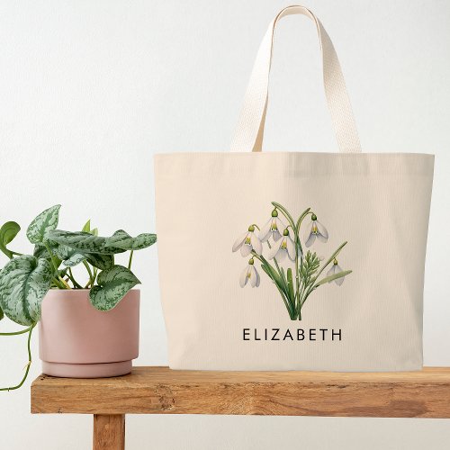 January Birth Month Flower Custom Gift for Her  Large Tote Bag