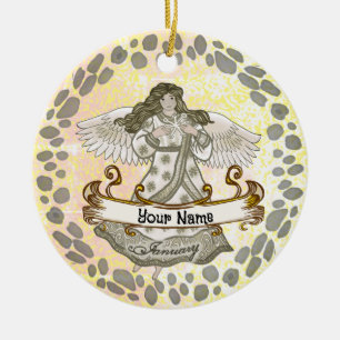 January Birthday Angel Ceramic Ornament