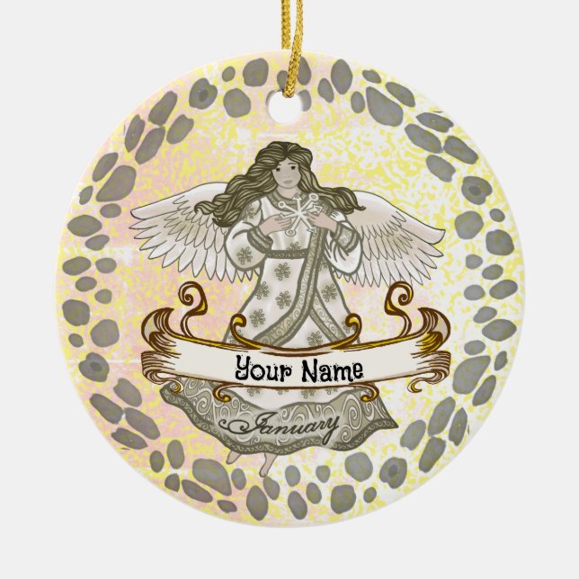 January Birthday Angel Ceramic Ornament (Front)